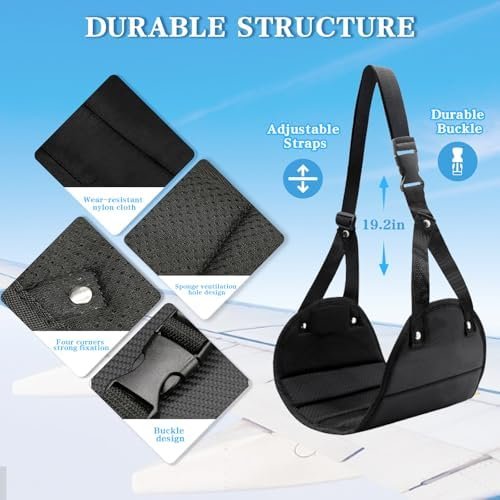 Travel Pillow Foot Rest Set, Memory Foam Neck Pillow+ Eye Mask+ Foot Hammock+ Earplugs+ Foldable Duffel Bag,Portable Flight Travel Accessories Essentials for Airplane,Plane,Car,Office,Home Sleep Rest - Image 5