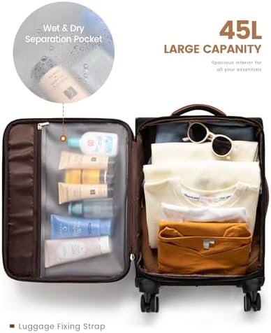 LOVEVOOK Carry On Luggage 22x14x9 Airline Approved, 20 Inch Softside Suitcases with Wheels, Lightweight Spinner Carry on Suitcase with TSA Lock, Water-Resistant Large Capacity Luggage for Travel - Image 3