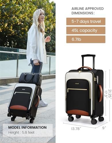 LOVEVOOK Carry On Luggage 22x14x9 Airline Approved, 20 Inch Softside Suitcases with Wheels, Lightweight Spinner Carry on Suitcase with TSA Lock, Water-Resistant Large Capacity Luggage for Travel - Image 7