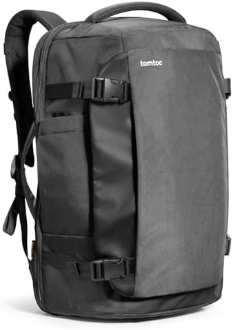 tomtoc Travel Backpack 40L, TSA Friendly Flight Approved Carry-on Luggage Hand Water-resistant Lightweight Business Rucksack, Durable Large Weekender Bag Daypack Fits 17.3 Inch Laptop