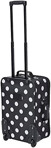 Rockland Fashion Softside Upright Luggage Set,Expandable, Telescopic Handle, Wheel, Black Dot, 2-Piece (14/19) - Image 2