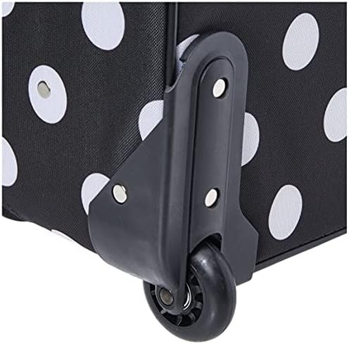 Rockland Fashion Softside Upright Luggage Set,Expandable, Telescopic Handle, Wheel, Black Dot, 2-Piece (14/19) - Image 3