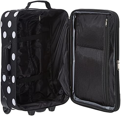 Rockland Fashion Softside Upright Luggage Set,Expandable, Telescopic Handle, Wheel, Black Dot, 2-Piece (14/19) - Image 5