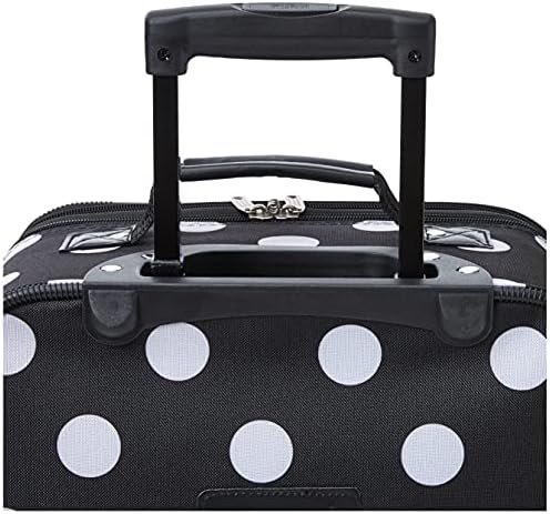 Rockland Fashion Softside Upright Luggage Set,Expandable, Telescopic Handle, Wheel, Black Dot, 2-Piece (14/19) - Image 6