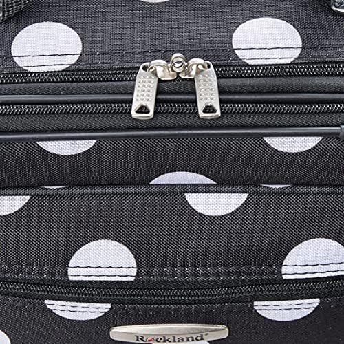 Rockland Fashion Softside Upright Luggage Set,Expandable, Telescopic Handle, Wheel, Black Dot, 2-Piece (14/19) - Image 4