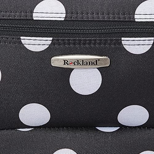 Rockland Fashion Softside Upright Luggage Set,Expandable, Telescopic Handle, Wheel, Black Dot, 2-Piece (14/19) - Image 7