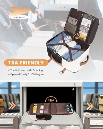 LOVEVOOK Travel Backpack for Women, TSA Carry On Backpack Flight Approved Luggage, 40L Water Resistant Personal Item Daypack Large Weekender Bag fit 17 inch Laptop with 3 Cubes, Beige-black-brown - Image 3