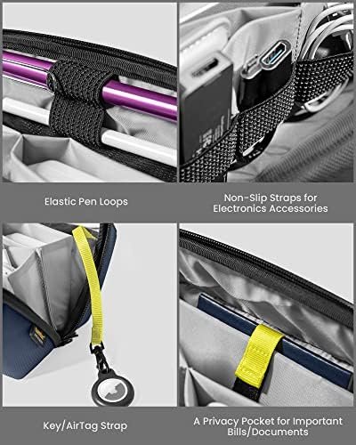 tomtoc Electronic Organizer Accessory Tech Pouch for MacBook Charger, Cables, Power Bank, Hard Drive, Cords, Water-resistant Storage Bag with a Card Slots for USB Adapter, Memory Card, Navy Blue - Image 3