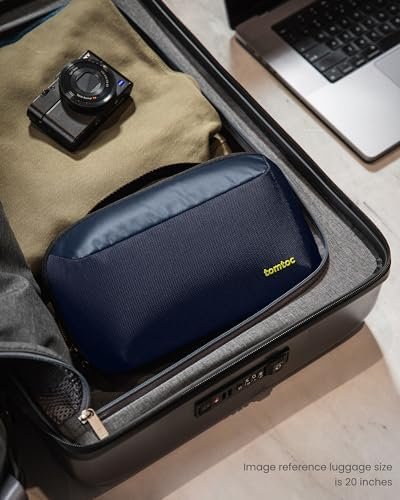 tomtoc Electronic Organizer Accessory Tech Pouch for MacBook Charger, Cables, Power Bank, Hard Drive, Cords, Water-resistant Storage Bag with a Card Slots for USB Adapter, Memory Card, Navy Blue - Image 7