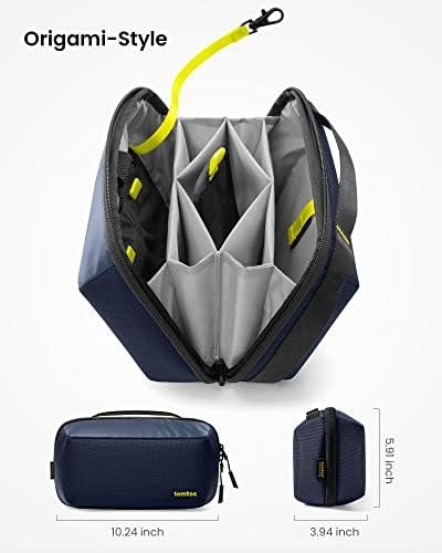 tomtoc Electronic Organizer Accessory Tech Pouch for MacBook Charger, Cables, Power Bank, Hard Drive, Cords, Water-resistant Storage Bag with a Card Slots for USB Adapter, Memory Card, Navy Blue - Image 8