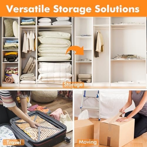 12 Pack Vacuum Storage Bags (3 x Jumbo, 3 x Large, 3 x Medium, 3 x Small), Space Saver Sealer Compression Bags with Travel Hand Pump for Blankets, Comforters, Pillows, Clothes Storage - Image 3