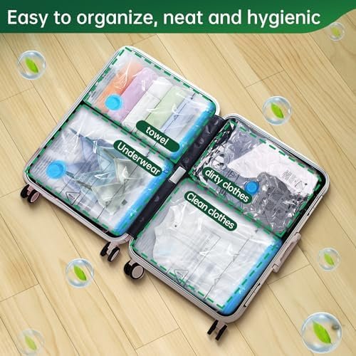 BRODI 6 Combo Pack Travel Vacuum Bags with Pump - Space Saver & Travel Essentials, Clothing & Luggage Vacuum Seal Bags - Image 6