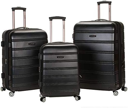 Rockland Melbourne Hardside Expandable Luggage with Spinner Wheels, Black, 3-Piece Set (20/24/28)