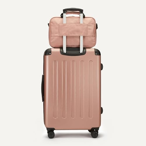 Amazon Basics 3-Piece Luggage Set, Including One Carry-On Luggage (22" Expandable Hardside Suitcase With 8 Spinner Wheels), One 15" Tote Bag, and One 10" Compact Travel Bag, Rose Gold - Image 6