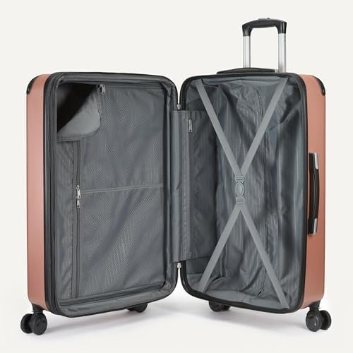 Amazon Basics 3-Piece Luggage Set, Including One Carry-On Luggage (22" Expandable Hardside Suitcase With 8 Spinner Wheels), One 15" Tote Bag, and One 10" Compact Travel Bag, Rose Gold - Image 5