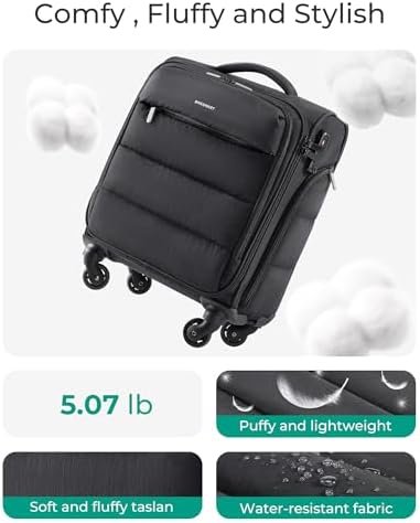 BAGSMART Underseat Carry on Luggage with Wheels, Soft Underseat Travel Luggage with PVC Wet/Dry Pockets, Lightweight Soft Personal Item Suitcase for Short Trip, Black - Image 4