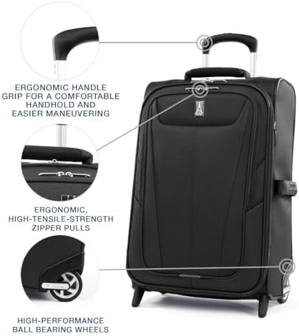 Travelpro Maxlite 5 Softside Expandable Upright 2 Wheel Carry on Luggage, Lightweight Suitcase, Men and Women, Black, Carry On 22-Inch - Image 2