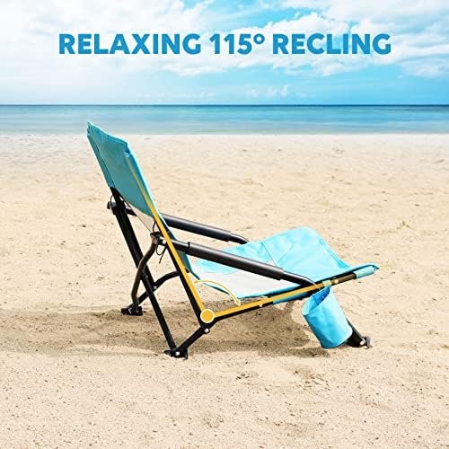 TOBTOS Low Beach Chair, Beach Chairs for Adults 2 Pack, Low Profile Folding Chair with Cup Holder & Carry Bag, Heavy Duty Chair for Outdoor Sand, Camping, Concert, Travel - Image 7