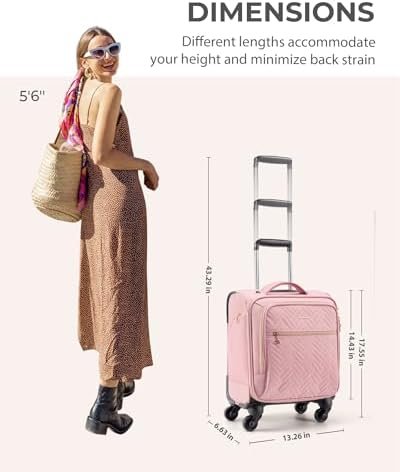 BAGSMART Underseat Carry On luggage Airline approved, 16-inch Softside Underseater Travel Suitcase with Spinner Wheels Lightweight Overnight Bag Small Rolling Carry-on for Women Men Weekender,Pink - Image 6