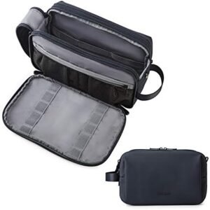 BAGSMART Toiletry Bag for Men, Travel Toiletry Organizer Dopp Kit Water-resistant Shaving Bag for Toiletries Accessories, Door Room Essentials,Navy Blue-medium