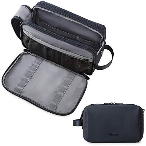 BAGSMART Toiletry Bag for Men, Travel Toiletry Organizer Dopp Kit Water-resistant Shaving Bag for Toiletries Accessories, Door Room Essentials,Navy Blue-medium