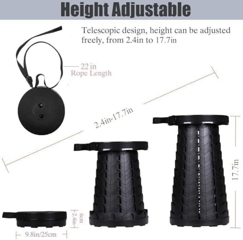Fishboy Upgraded Collapsible Stool, 400lbs Max Weight, Lightweight But Sturdy, Portable Retractable Folding Telescoping Foldable Camping Stool for Adults Outdoor Fishing Hiking Travel BBQ - Image 3