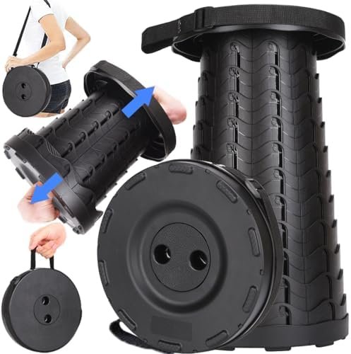 Fishboy Upgraded Collapsible Stool, 400lbs Max Weight, Lightweight But Sturdy, Portable Retractable Folding Telescoping Foldable Camping Stool for Adults Outdoor Fishing Hiking Travel BBQ
