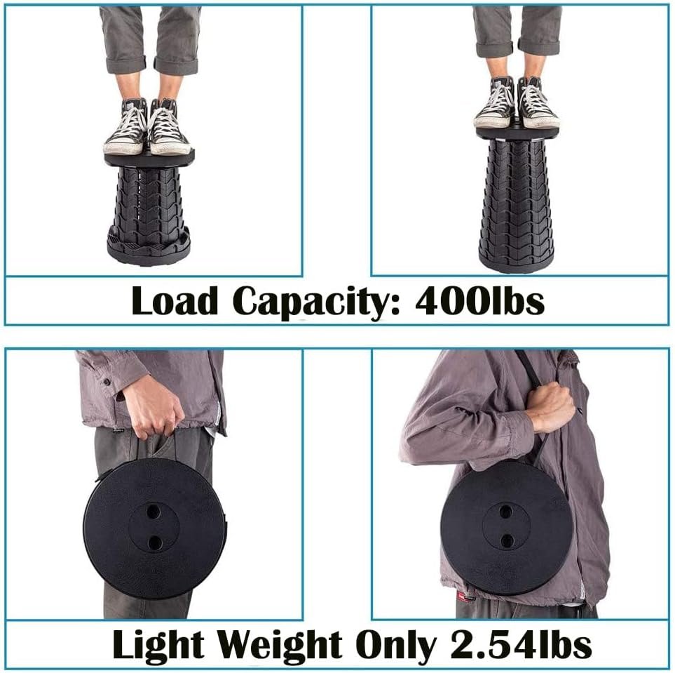 Fishboy Upgraded Collapsible Stool, 400lbs Max Weight, Lightweight But Sturdy, Portable Retractable Folding Telescoping Foldable Camping Stool for Adults Outdoor Fishing Hiking Travel BBQ - Image 5