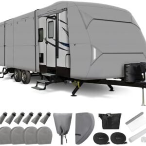 Leader Accessories 27'-30' Travel Trailer RV Cover Windproof Extra Thick Upgraded 5 Layers Camper Cover with Adhesive Repair Patches
