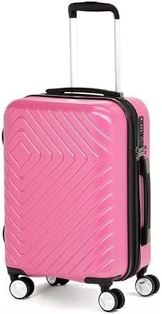 Amazon Basics Carry-On Luggage With Wheels, Expandable 21.7" Geometric Travel Suitcase, TSA Lock, Pink