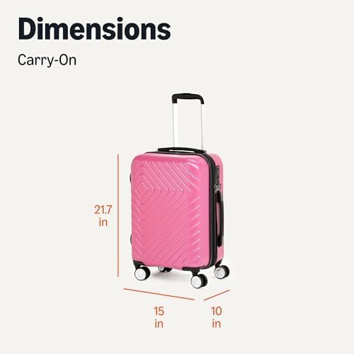 Amazon Basics Carry-On Luggage With Wheels, Expandable 21.7" Geometric Travel Suitcase, TSA Lock, Pink - Image 6