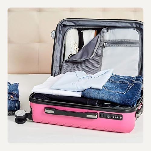 Amazon Basics Carry-On Luggage With Wheels, Expandable 21.7" Geometric Travel Suitcase, TSA Lock, Pink - Image 4