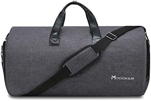 Convertible Garment Bag with Shoulder Strap, Modoker Carry on Garment Duffel Bag for Men Women - 2 in 1 Hanging Suitcase Suit Travel Bags (Black)