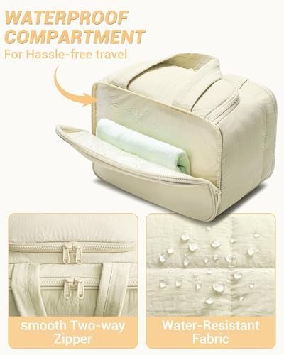 Travel Toiletry Bag, Makeup Bag Puffy Wide-open Quilted Bag for Women, Lightweight Cosmetic Bag Organizer with Handle for Traveling, Accessories, Essentials Toiletries Grey - Image 6