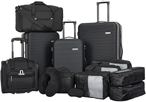 Travelers Club Riddock Luggage and Travel Accessories, Black, 14-Piece Set