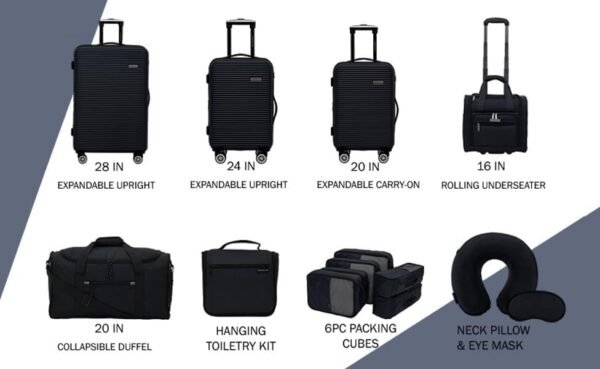 Travelers Club Riddock Luggage and Travel Accessories, Black, 14-Piece Set - Image 2