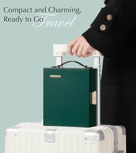 Jewelry Box Travel for Women: Multi Compartments for Ring Earrings Necklaces - Large Traveling Organizer Case (Dark Green) - Image 3