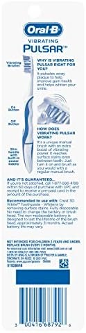 Oral-B Pulsar, Battery Powered 3D White Advanced Vivid Soft Toothbrush Twin Pack, Tooth Brush Pack, Travel Essentials (Colors May Vary) - Image 9