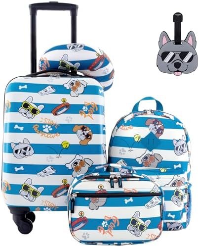 Travelers Club 5 Piece Kids' Luggage Set, Cool Dog