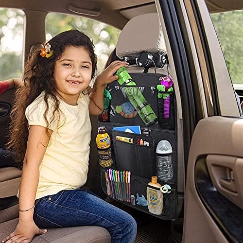 Car Backseat Organizer with 10" Table Holder, 9 Storage Pockets Seat Back Protectors Kick Mats for Kids Toddlers, Travel Accessories, 2 Pack - Image 7