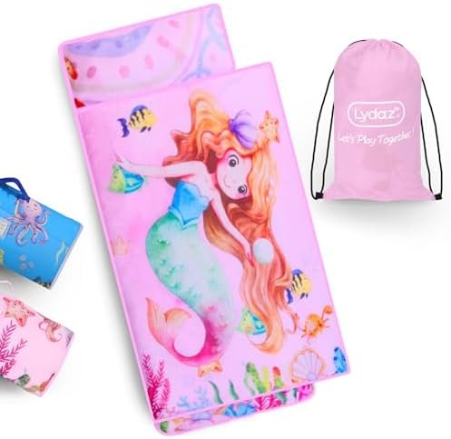 Lydaz Toddler Nap Mat with Removable Pillow, Kids Sleeping Bag with Rollup Design, Slumber Bag for Boys Girls, Sleeping Mats for Preschool, Daycare, Travel, Camping, Gifts for Ages 3-7 Years