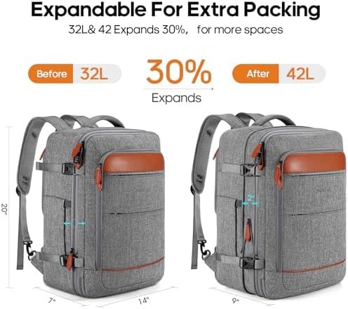 Bagsure Travel Backpack, 42L Carry on Luggage, Flight Approved Expandable Backpack, Laptop Backpack - Image 2