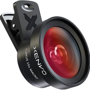 Pro Lens Kit for iPhone and Android, Macro and Wide Angle Lens with LED Light and Travel Case Black