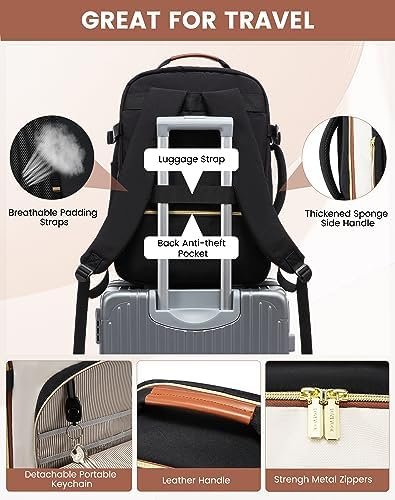 LOVEVOOK Large Travel Backpack for Women & Men, 40L Carry on Backpack for Airplanes, TSA Personal Item Travel Bag fits 17" Laptop, Waterproof Travel Essentials Airline Approved with 3 Packing Cubes - Image 8