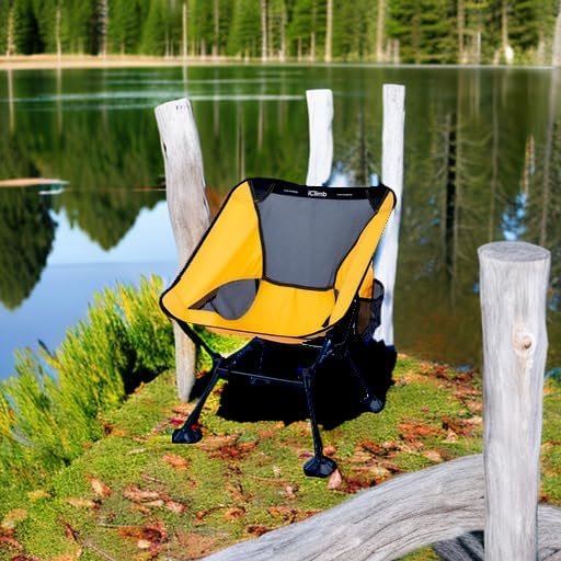 iClimb Ultralight Compact Camping Folding Beach Chair with Anti-Sinking Large Feet and Back Support Webbing (Yellow - Square Frame) - Image 6