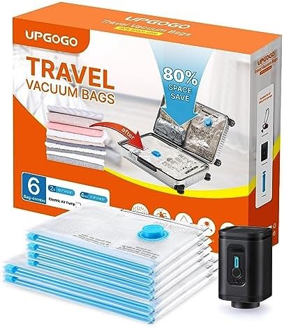 Travel Vacuum Bags Combo 6 Pack - Space Saver Vacuum Storage Bags for Clothing and Luggage