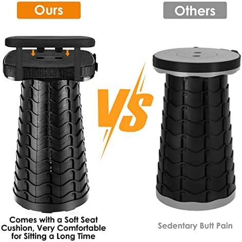 Folding Camping Stool, Square Collapsible Portable Stool,Collapsible Stool with Elastic Seat Cushion& Adjustable Nylon Bag, Sturdy Lightweight Telescoping Foldable Stool,Max Load 485lb - Image 3