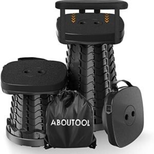Folding Camping Stool, Square Collapsible Portable Stool,Collapsible Stool with Elastic Seat Cushion& Adjustable Nylon Bag, Sturdy Lightweight Telescoping Foldable Stool,Max Load 485lb