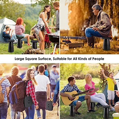 Folding Camping Stool, Square Collapsible Portable Stool,Collapsible Stool with Elastic Seat Cushion& Adjustable Nylon Bag, Sturdy Lightweight Telescoping Foldable Stool,Max Load 485lb - Image 6