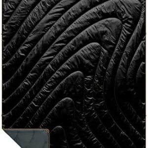 Rumpl Original Puffy Blanket - Warm Puffy Camping Blanket, 100% Recycled Polyester Insulation, Lightweight, Packable, Water-Resistant, Outdoor Puffer Blanket, 52"x75", Black